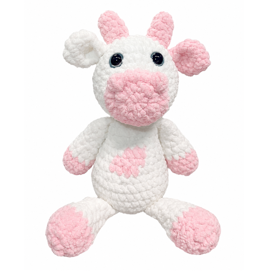 Calming Cow- Hand Made Crochet Plush